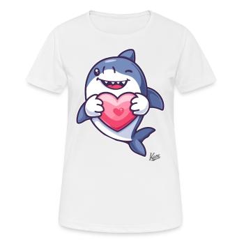 Cute happy shark with a heart for love - Women's Breathable T-Shirt - white - Front - AI Model Female 172 dark (172cm)