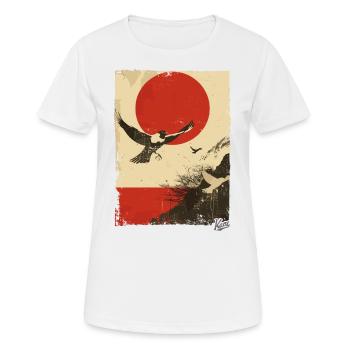 Propaganda-Stil: Natur und Vögel - Frauen T-Shirt atmungsaktiv - Weiß - Vorne - AI Model Female 172 dark (172cm)