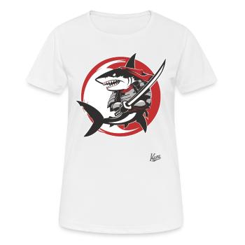 Requin Katana samouraï - T-shirt respirant Femme - blanc - Devant - AI Model Female 172 dark (172cm)