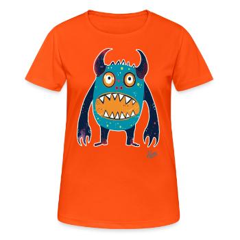Lustiges, einfaches, fröhliches Monster - Frauen T-Shirt atmungsaktiv - Neonorange - Vorne - AI Model Female 172 dark (172cm)