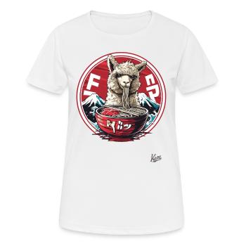 Drame du lama de l’Himalaya en mangeant des ramen - T-shirt respirant Femme - blanc - Devant - AI Model Female 172 dark (172cm)