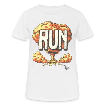 Nuklearer Boom: Flucht vor der Explosion, Laufen - Frauen T-Shirt atmungsaktiv - Weiß - Vorne - AI Model Female 172 dark (172cm)