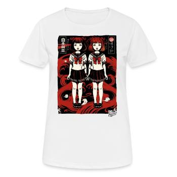 Écolière de dessin animé japonais dans le style anime - T-shirt respirant Femme - blanc - Devant - AI Model Female 172 dark (172cm)