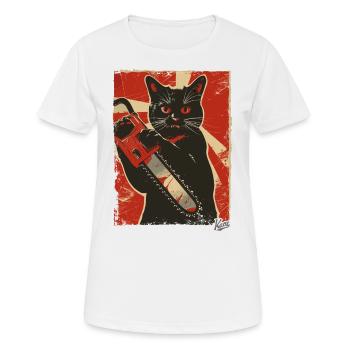 Vintage Drôle Chat avec Tronçonneuse - T-shirt respirant Femme - blanc - Devant - AI Model Female 172 dark (172cm)
