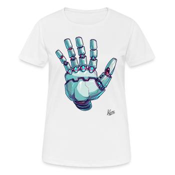 Robotic hand with lights and cables – Cyborg - Women's Breathable T-Shirt - white - Front - AI Model Female 172 dark (172cm)