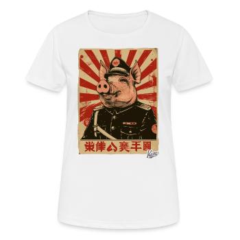 Propaganda-Stil Schwein - Frauen T-Shirt atmungsaktiv - Weiß - Vorne - AI Model Female 172 dark (172cm)
