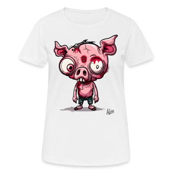 Petit cochon zombie effrayant - T-shirt respirant Femme - blanc - Devant - AI Model Female 172 dark (172cm)