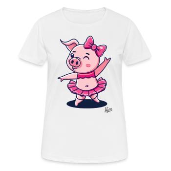 Cute piggy pig as a ballerina - Women's Breathable T-Shirt - white - Front - AI Model Female 172 dark (172cm)