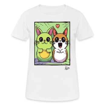 Lustige, liebenswerte Katzen-Freunde - Frauen T-Shirt atmungsaktiv - Weiß - Vorne - AI Model Female 172 dark (172cm)