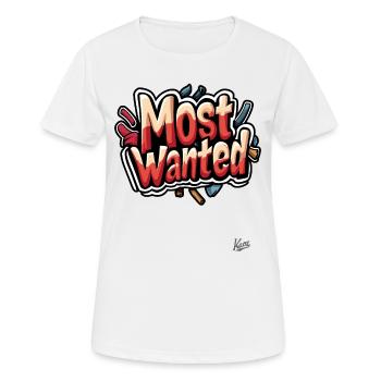 Most Wanted Graffiti - Frauen T-Shirt atmungsaktiv - Weiß - Vorne - AI Model Female 172 dark (172cm)