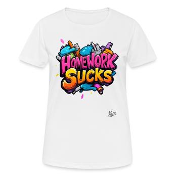 Hausaufgaben nerven! Schule auch! - Frauen T-Shirt atmungsaktiv - Weiß - Vorne - AI Model Female 172 dark (172cm)