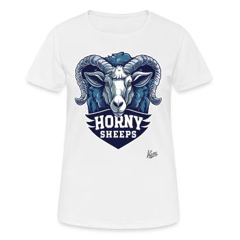 corne mouton parodie mascotte de sport - T-shirt respirant Femme - blanc - Devant - AI Model Female 172 dark (172cm)