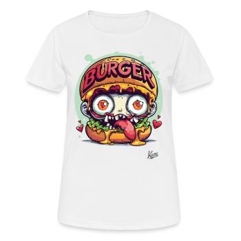 Zombie Burger : Pour les morts-vivants qui ont de l’appétit - T-shirt respirant Femme - blanc - Devant - AI Model Female 172 dark (172cm)