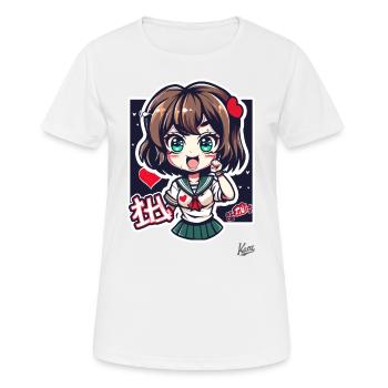 Une écolière chibi avec des cœurs et beaucoup d’amour - T-shirt respirant Femme - blanc - Devant - AI Model Female 172 dark (172cm)