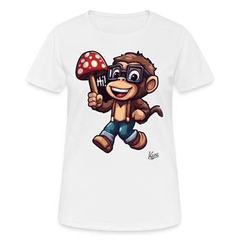 Funny nerd monkey with mushroom - Women's Breathable T-Shirt - white - Front - AI Model Female 172 dark (172cm)