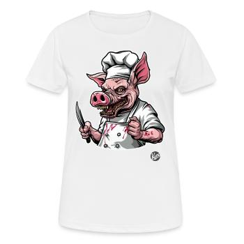 Lass uns Wurst machen mit dem Schweine-Koch - Frauen T-Shirt atmungsaktiv - Weiß - Vorne - AI Model Female 172 dark (172cm)