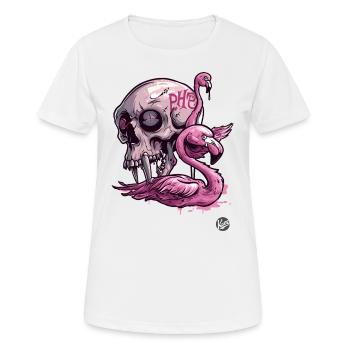 Pink Primate Skull & Flamingo: Tropical Vibes - Women's Breathable T-Shirt - white - Front - AI Model Female 172 dark (172cm)