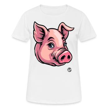 Lustiges rosa Schwein - Frauen T-Shirt atmungsaktiv - Weiß - Vorne - AI Model Female 172 dark (172cm)
