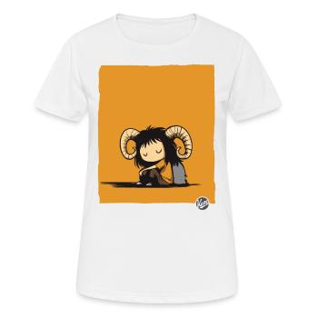 Sad Pan Girl with Goat Horns - Women's Breathable T-Shirt - white - Front - AI Model Female 172 dark (172cm)