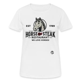Drôle de design de restaurant « Horse Steak » Satire - T-shirt respirant Femme - blanc - Devant - AI Model Female 172 dark (172cm)