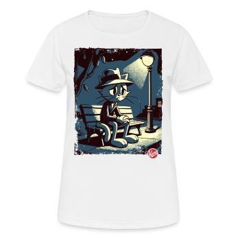 Une nuit au parc et un chat mélancolique - T-shirt respirant Femme - blanc - Devant - AI Model Female 172 dark (172cm)