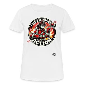 Ready for action, the firefighter - Women's Breathable T-Shirt - white - Front - AI Model Female 172 dark (172cm)