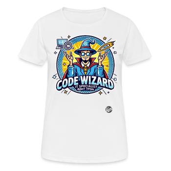 Code Wizard Restart Specialist Expert en informatique - T-shirt respirant Femme - blanc - Devant - AI Model Female 172 dark (172cm)