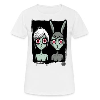 Two gloomy girls as cartoon characters - Women's Breathable T-Shirt - white - Front - AI Model Female 172 dark (172cm)