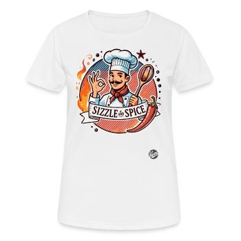 Grésillement et épices, Pepperoni épicé Cook - T-shirt respirant Femme - blanc - Devant - AI Model Female 172 dark (172cm)