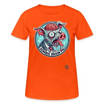 The Sick Brain Zombie Pig - Women's Breathable T-Shirt - neon orange - Front - AI Model Female 172 dark (172cm)