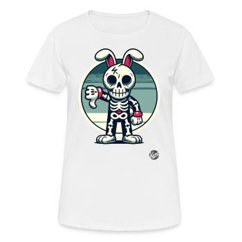 Lapin squelette effrayant avec les pouces vers le bas - T-shirt respirant Femme - blanc - Devant - AI Model Female 172 dark (172cm)