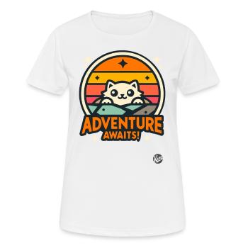 Adventure awaits the curious cat - Women's Breathable T-Shirt - white - Front - AI Model Female 172 dark (172cm)