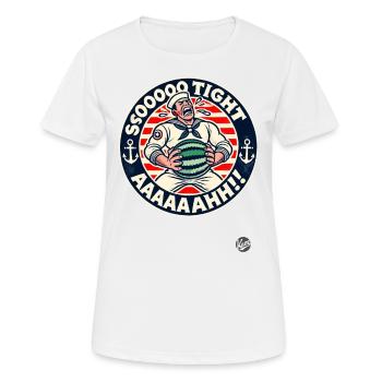 Weinender Seemann mit Melone: Es ist so eng! - Frauen T-Shirt atmungsaktiv - Weiß - Vorne - AI Model Female 172 dark (172cm)