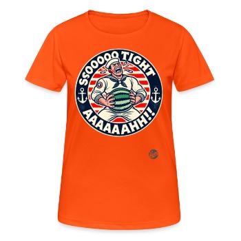Marin en pleurs avec un chapeau melon : c’est tellement serré ! - T-shirt respirant Femme - orange néon - Devant - AI Model Female 172 dark (172cm)