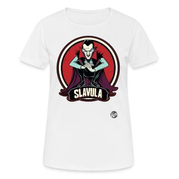 Slav Dracula: Slavula Gopnik Vampir - Frauen T-Shirt atmungsaktiv - Weiß - Vorne - AI Model Female 172 dark (172cm)