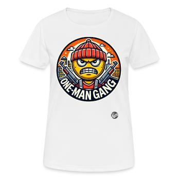 Parodie amusante : Gang d’un seul homme - T-shirt respirant Femme - blanc - Devant - AI Model Female 172 dark (172cm)