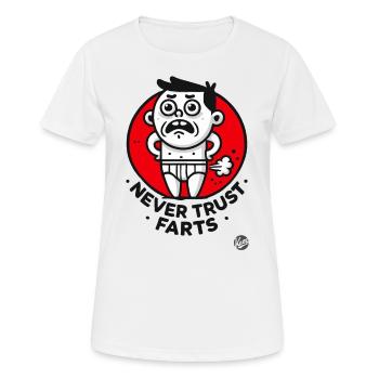 Traue niemals einem Furz - Frauen T-Shirt atmungsaktiv - Weiß - Vorne - AI Model Female 172 dark (172cm)