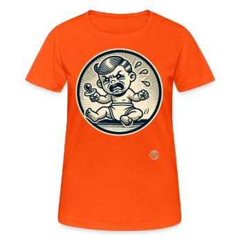 Retro Cartoon verwöhntes kleines Baby - Frauen T-Shirt atmungsaktiv - Neonorange - Vorne - AI Model Female 172 dark (172cm)
