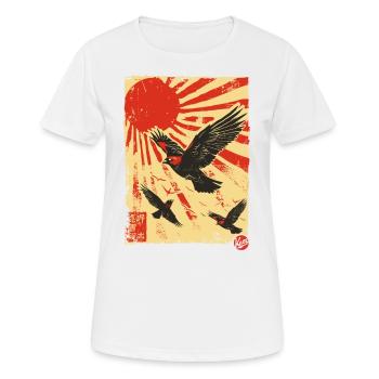 Propaganda-Vögel am Himmel - Frauen T-Shirt atmungsaktiv - Weiß - Vorne - AI Model Female 172 dark (172cm)