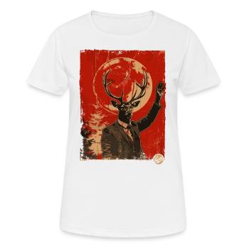Cerf de style propagande - T-shirt respirant Femme - blanc - Devant - AI Model Female 172 dark (172cm)