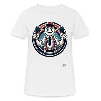 Vintage Retro Cartoon Comic - Mann und Schlauch - Frauen T-Shirt atmungsaktiv - Weiß - Vorne - AI Model Female 172 dark (172cm)