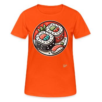 sushi - T-shirt respirant Femme - orange néon - Devant - AI Model Female 172 dark (172cm)