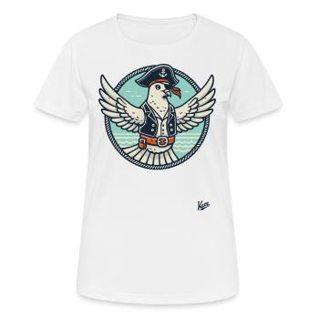 Legendäre Piraten-Taube mit Augenklappe - Frauen T-Shirt atmungsaktiv - Weiß - Vorne - AI Model Female 172 dark (172cm)