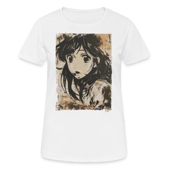 Japanisches Grunge-Cover Cartoon-Mädchen - Frauen T-Shirt atmungsaktiv - Weiß - Vorne - AI Model Female 172 dark (172cm)