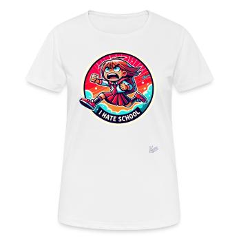 Écolière qui court : je déteste l’école - T-shirt respirant Femme - blanc - Devant - AI Model Female 172 dark (172cm)