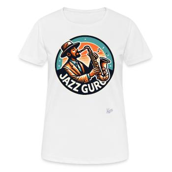 Le saxophoniste est le gourou du jazz - T-shirt respirant Femme - blanc - Devant - AI Model Female 172 dark (172cm)