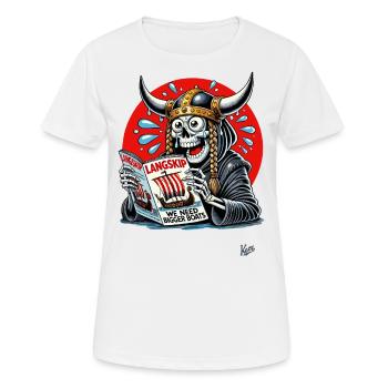 Wikinger-Sensenmann liest Langschiff-Magazin - Frauen T-Shirt atmungsaktiv - Weiß - Vorne - AI Model Female 172 dark (172cm)