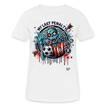 Mon dernier penalty, le football zombie - T-shirt respirant Femme - blanc - Devant - AI Model Female 172 dark (172cm)