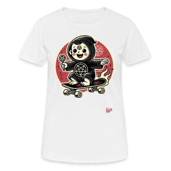 Funny parody satanic cult skateboarder - Women's Breathable T-Shirt - white - Front - AI Model Female 172 dark (172cm)