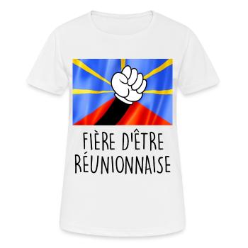 Fier d'être Réunionnais Cadeau Drapeau - T-shirt respirant Femme - blanc - Devant - AI Model Female 172 dark (172cm)